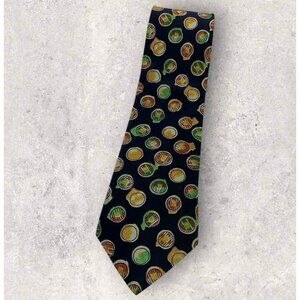 TRUSSARDI Silk Tie ITALY Navy Art W:4.1" EUC